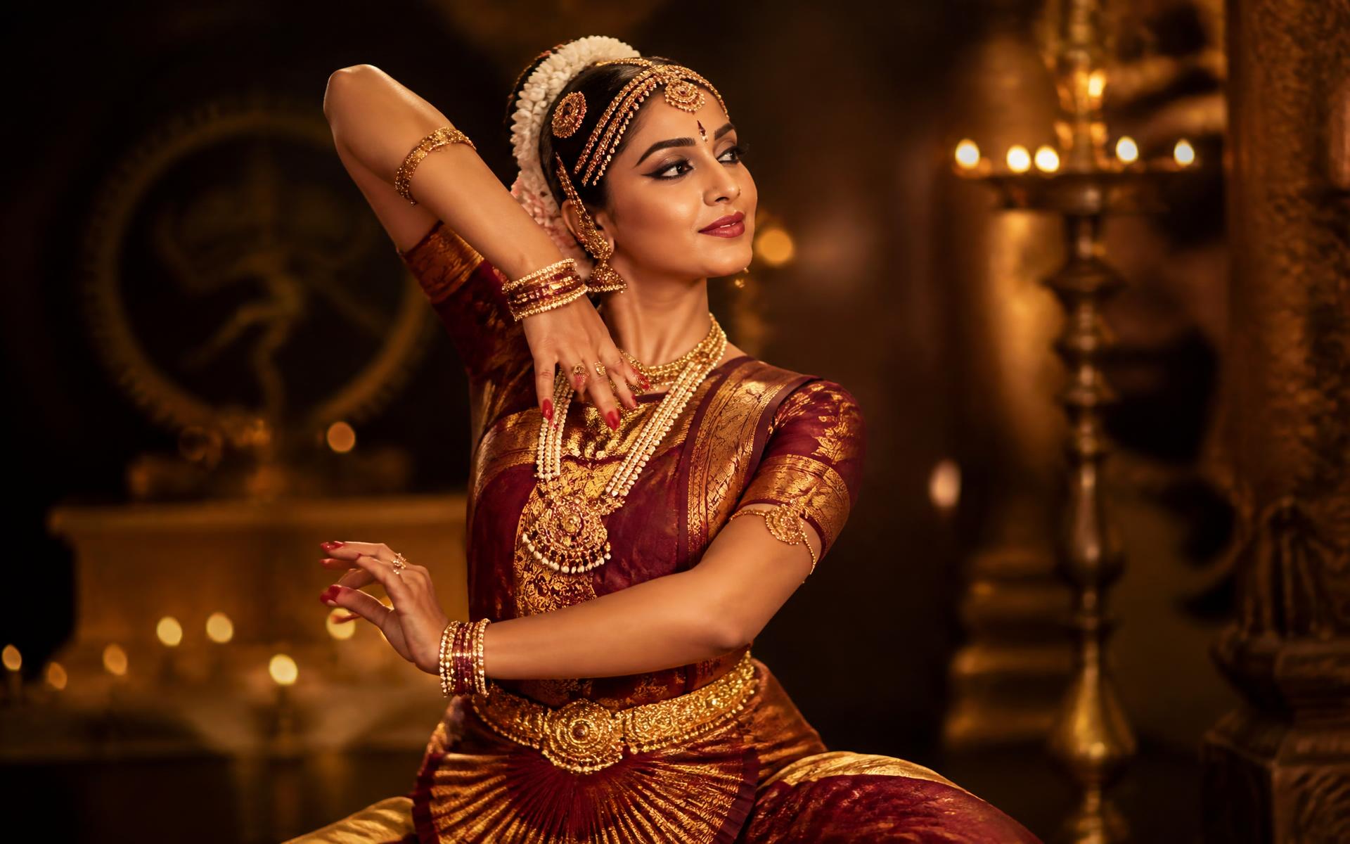 Dancer in a Raj Sridhar Costumes handcrafted Bharatanatyam costume